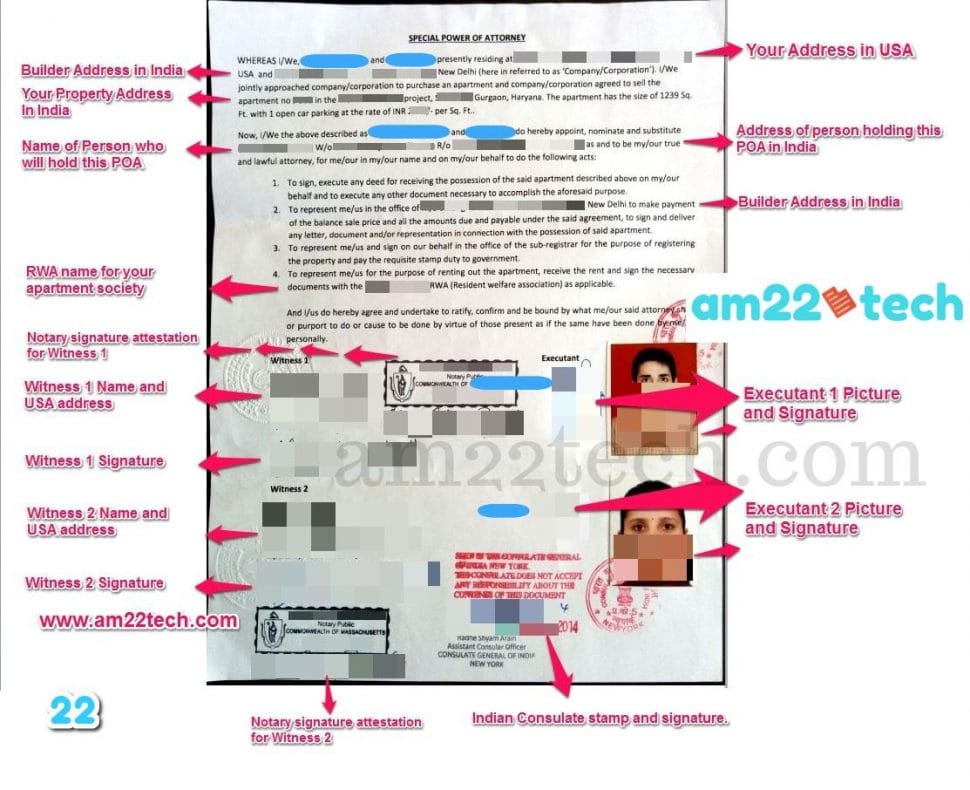 Sample of Attested Power Of Attorney In Consulate Of India - New York