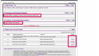 Cost of sending iphone to India by Fedex