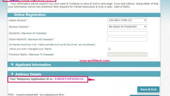 NRI passsport online application has a application ID