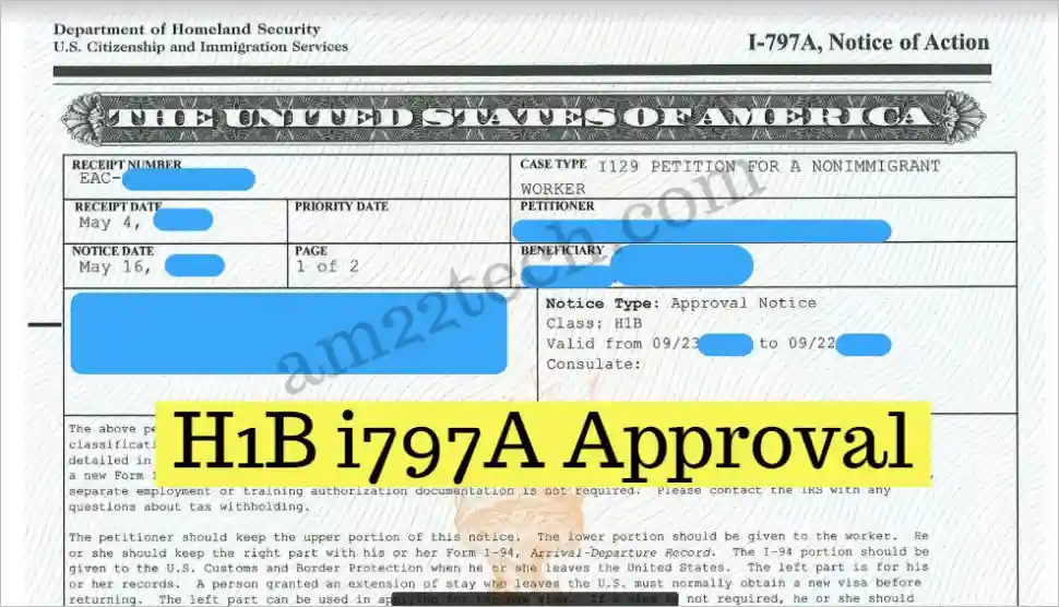 Sample H1b Approval i797a form