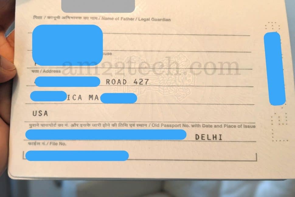 USA address printed on Indian passport