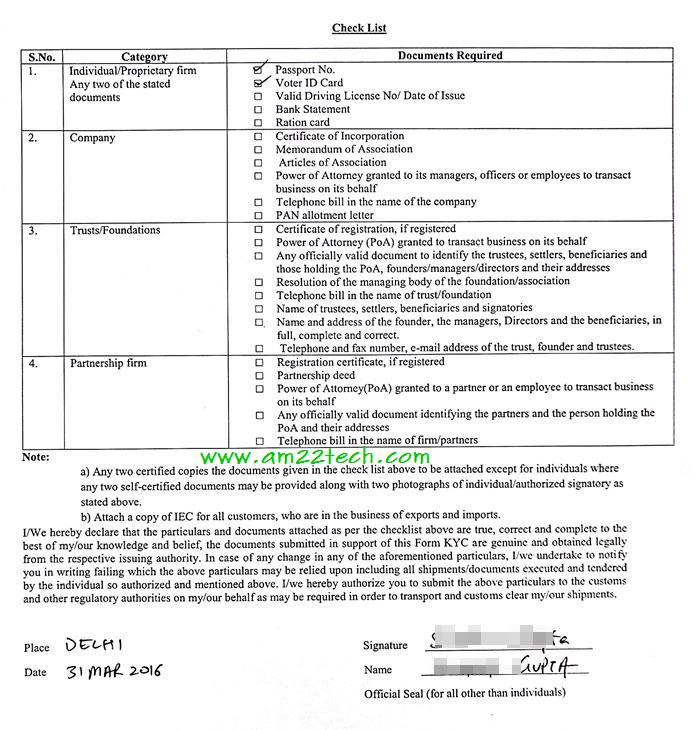 Fedex checklist for custom clearance in India Sample