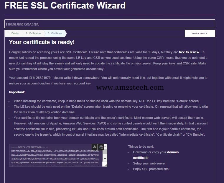 Generate Lets Encrypt Free Https Ssl Certificate Am22 Tech