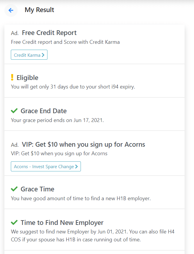 H1b 60day grace options results