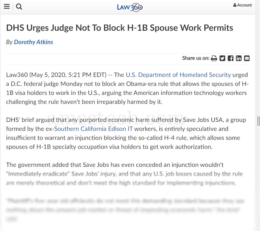 DHS asks court to not revoke H4 EAD