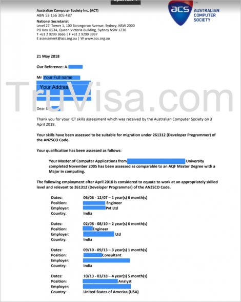 ACS assessment report