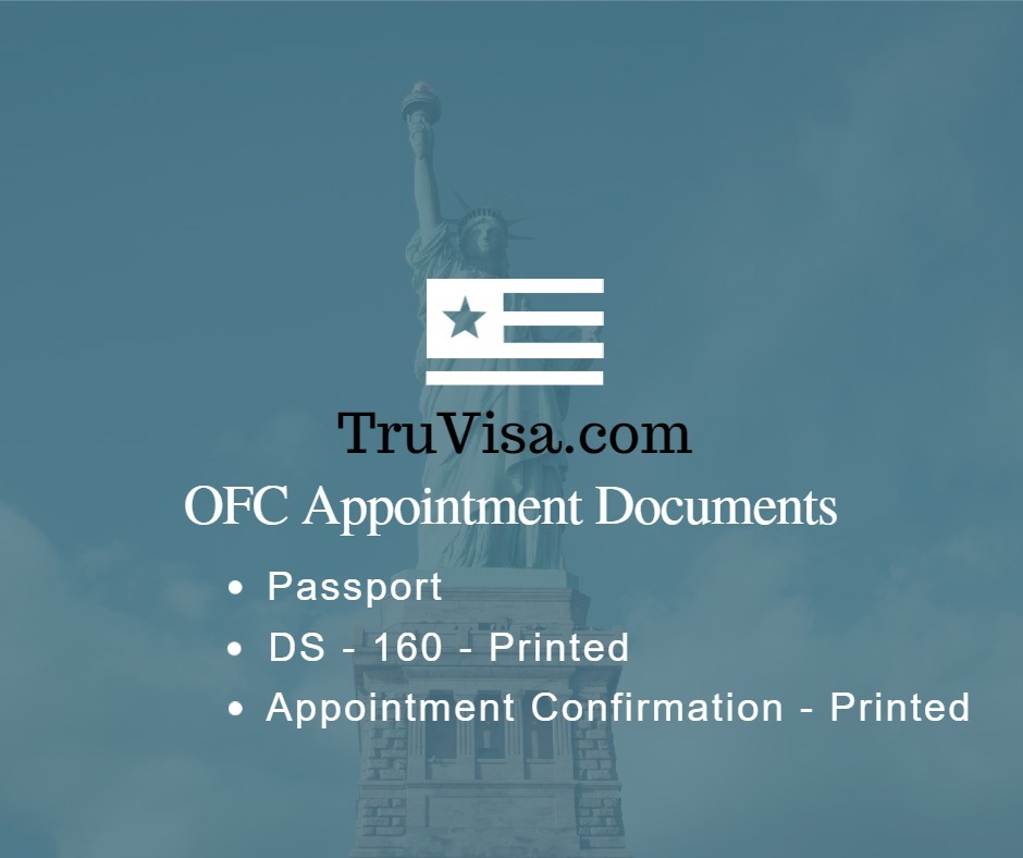 OFC appointment documents required for US visa Biometrics