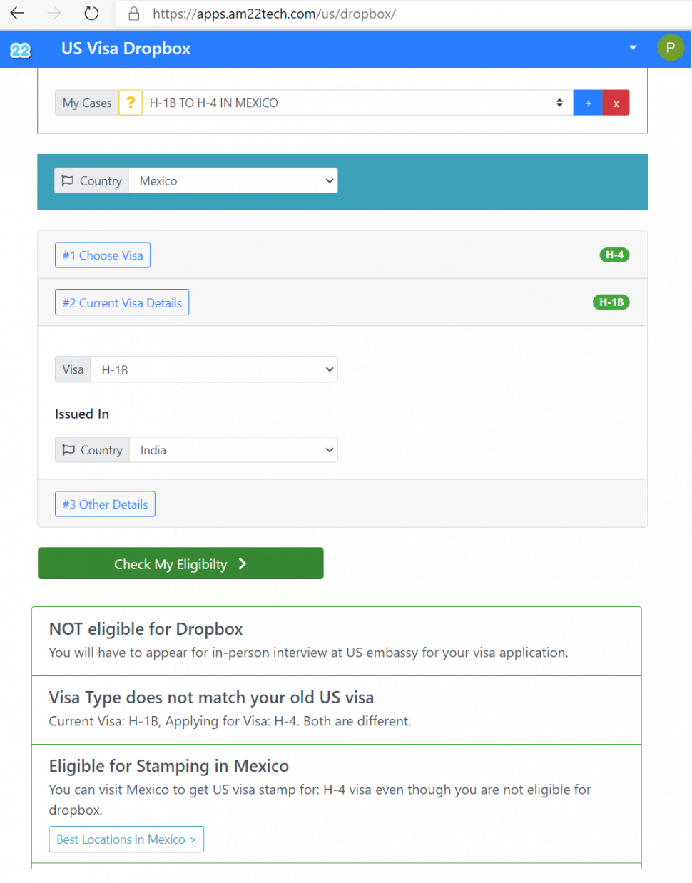 USA visa H1B to H4 stamping eligibility in Mexico