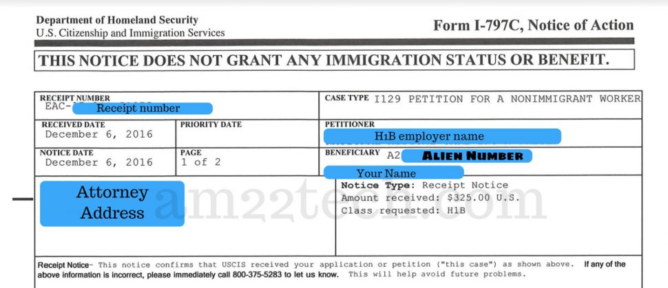 where can i find alien registration number h1b