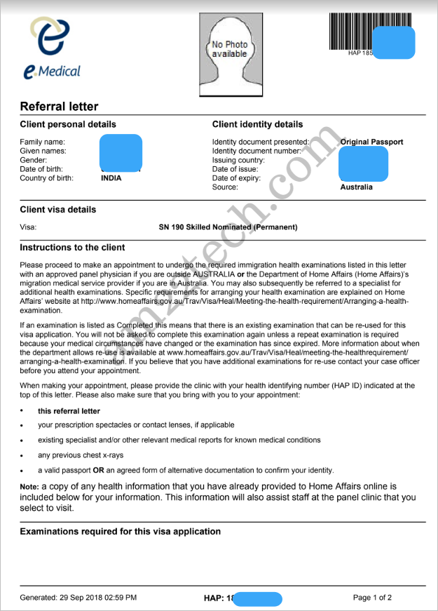 Generate HAP ID for Medical Before Submitting 189/190 application - Australia