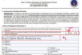 New H1b LCA form requires End Client Name and Address