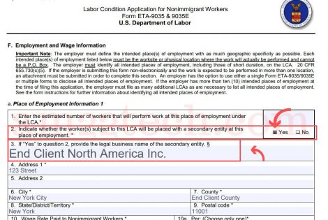 lca h1b form visa requires client end name amendment change location usa address am22tech