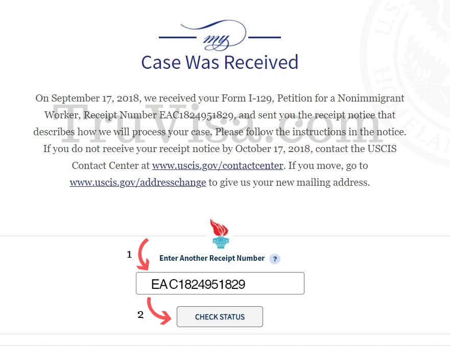Check USCIS case status online with receipt number