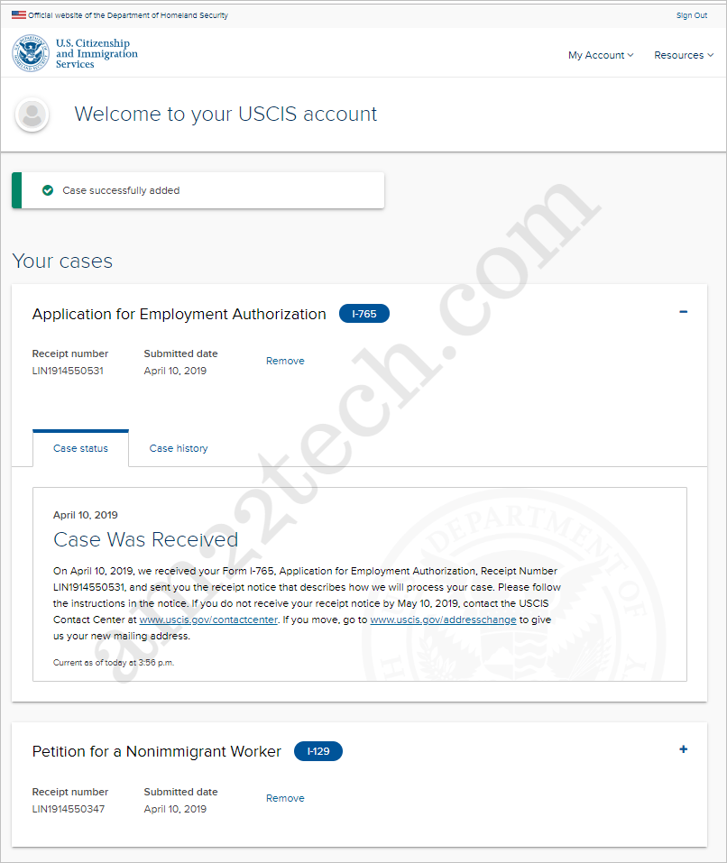 USCIS DHS website account