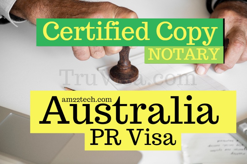 Australia PR certified copy notary stamp