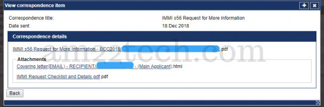 Australia IMMI s56 Request CO contact document