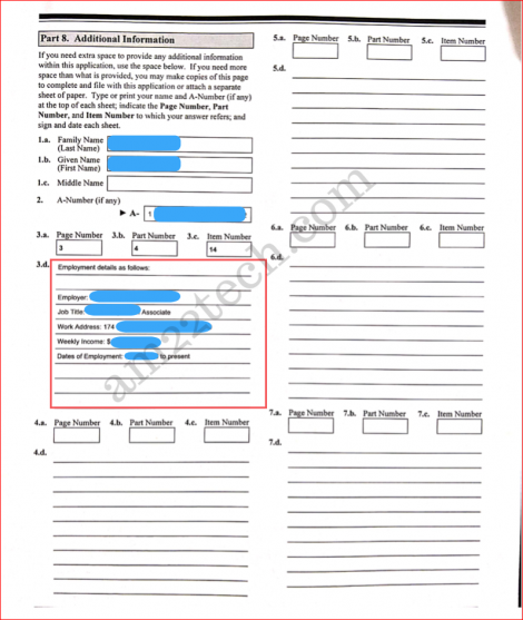 Sample i539 form for h4 extension - page 7