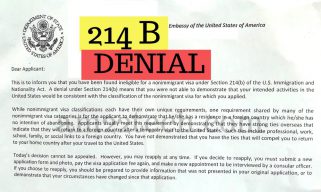 US Visa 214b denial sample