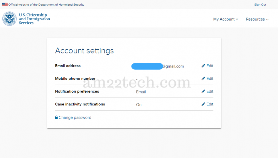 DHS case status website notification settings