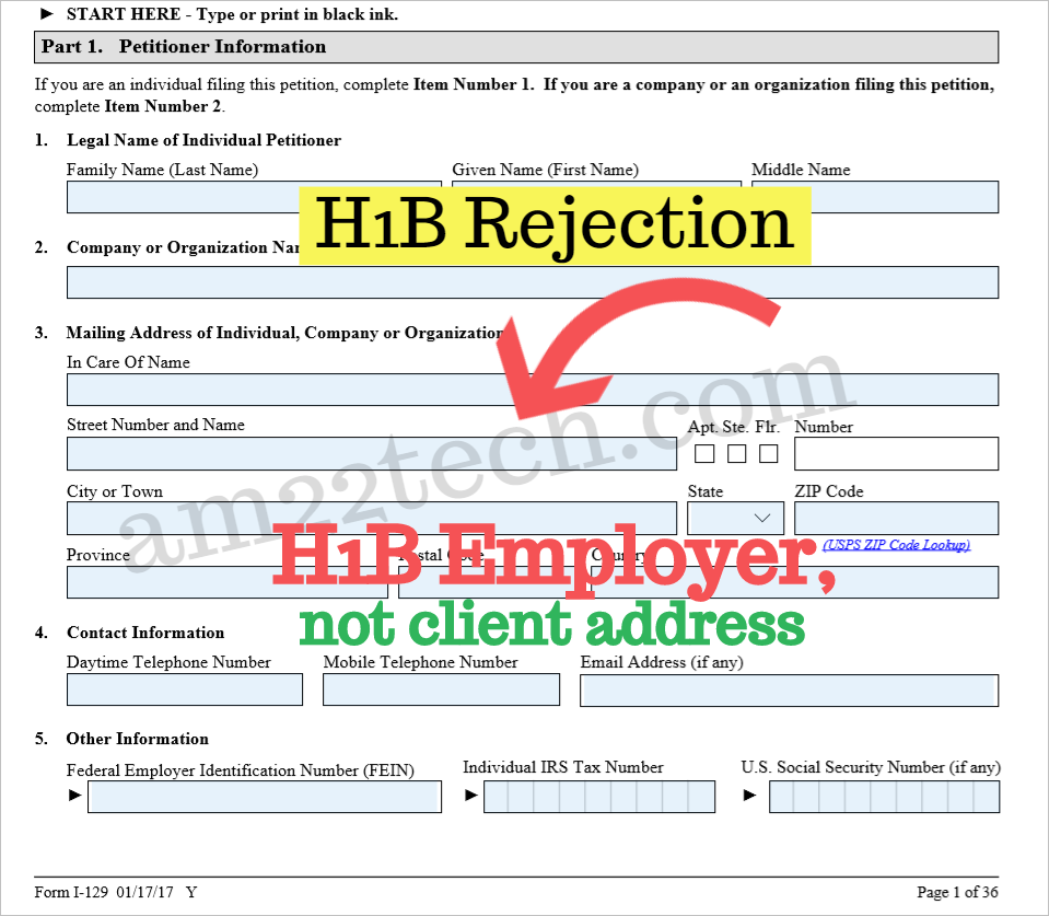 Uscis Will Reject H1b Without Employer Primary Us Office Address Usa