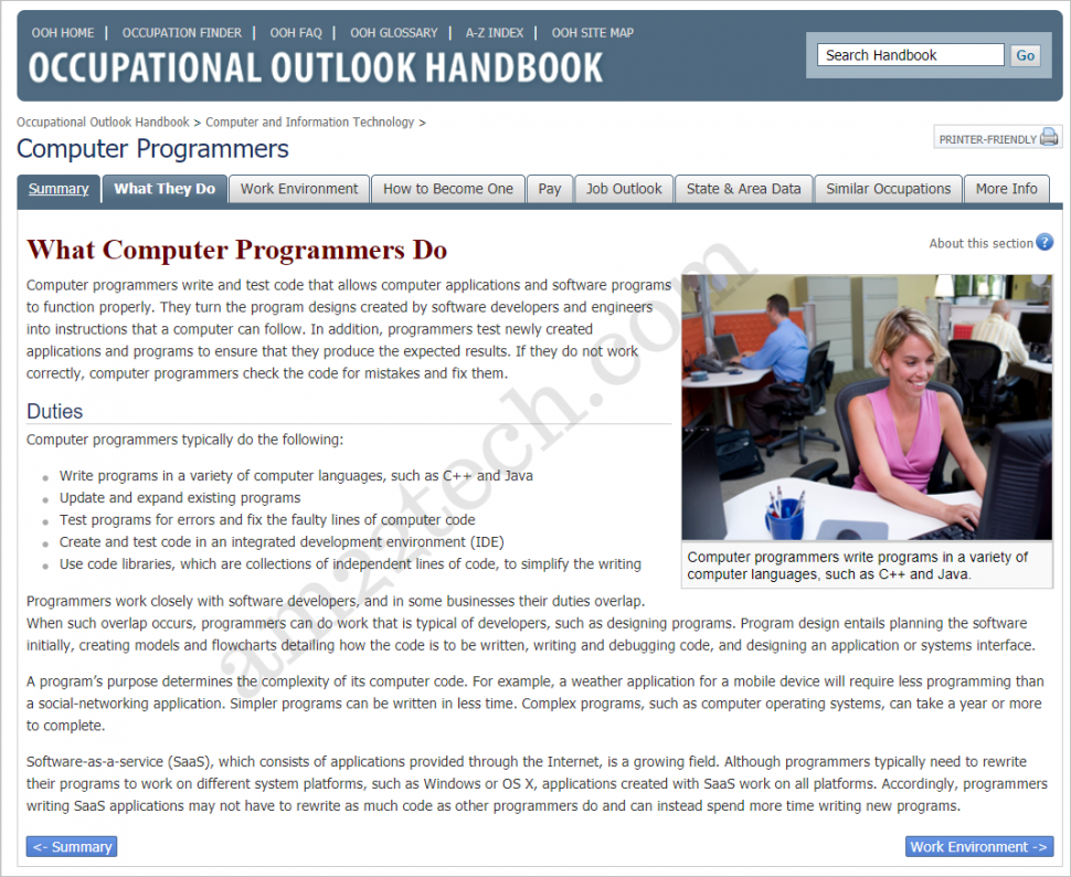 Computer Programmer Roles on OOh government Page