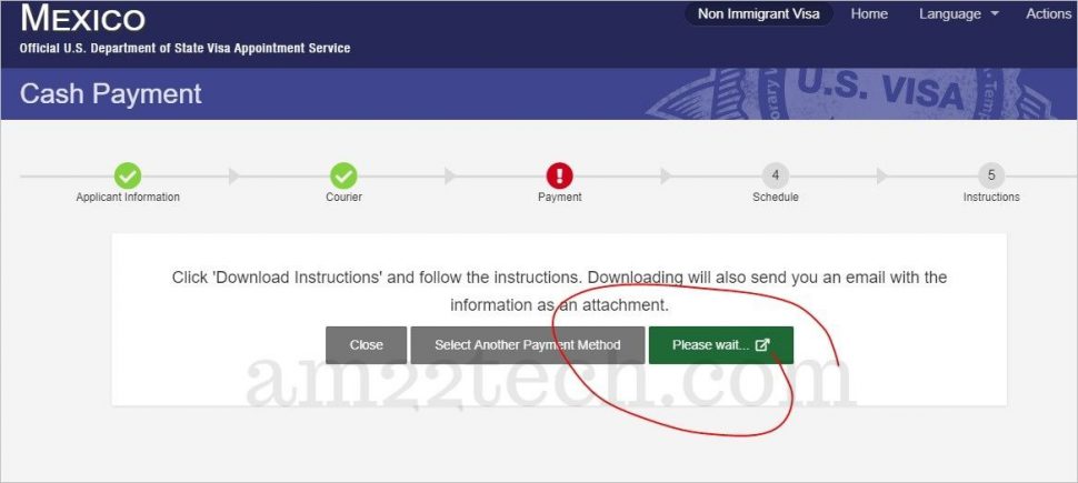 Stamping in Mexico - Appointment booking waiting for receipt activation