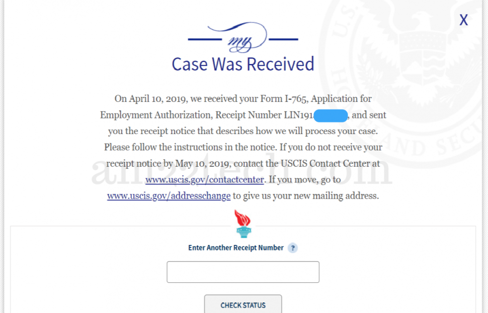 USCIS case status check - no error