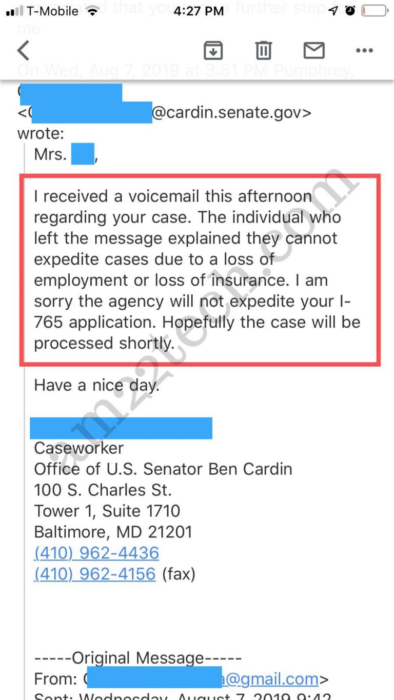 USCIS Denying EAD Expedite Request Did Not Provide Evidence Of 