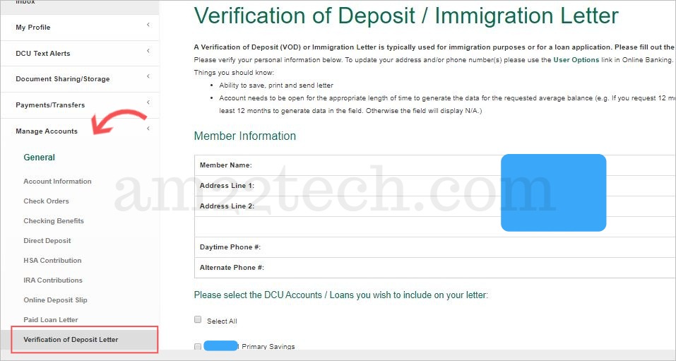 Generate DCU bank verification letter - online