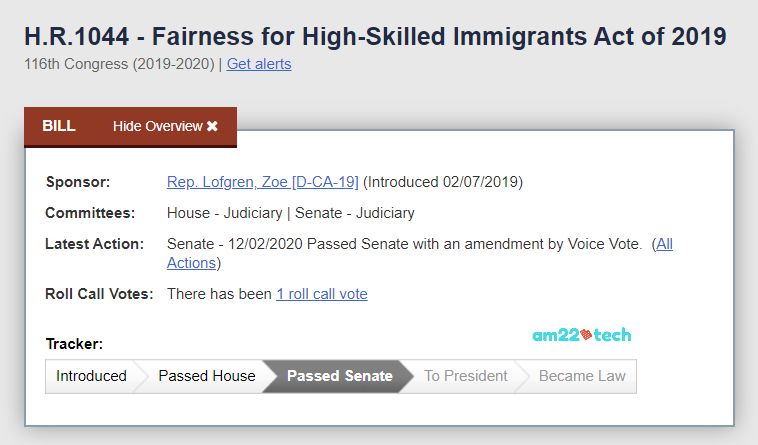 House bill - HR 1044 passed Senate