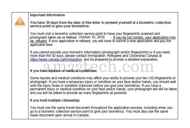 Canada biometric collection letter page 3