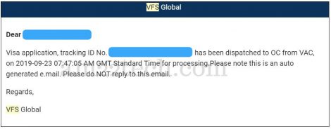 VFS Canada application dispatched to OC from VAC