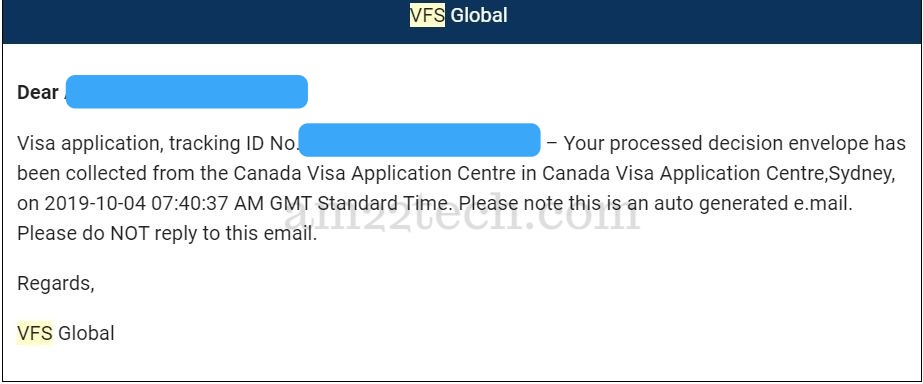 Application envelope received from application center