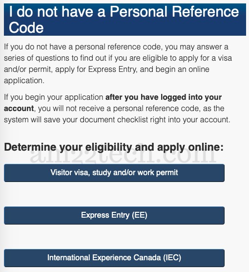 Canada PR - personal reference code not available