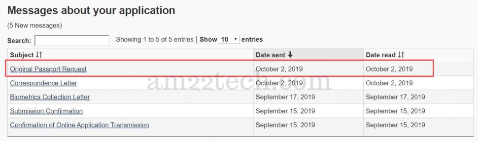 Canada visa passport request