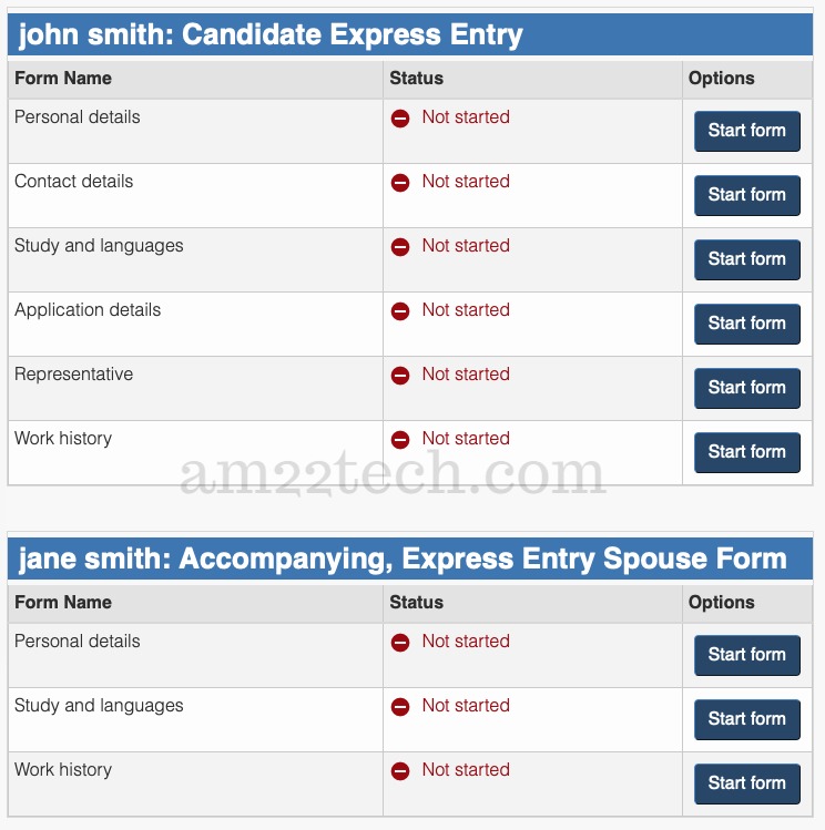 Candidate express entry profile documents