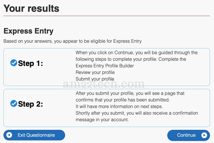 Express entry evaluation result