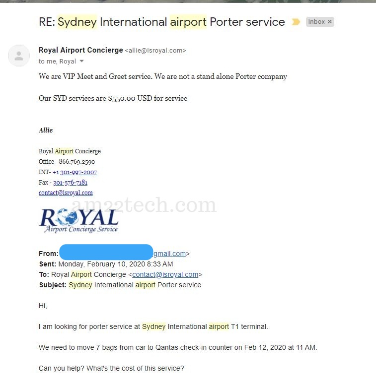 Royal airport concierge service