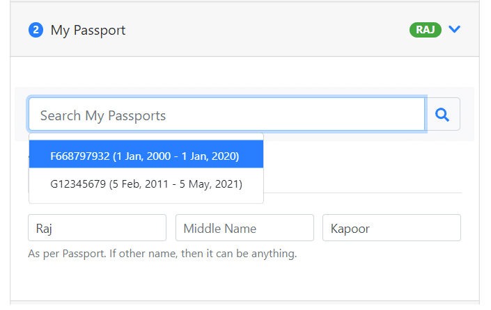 EAD application - Enter passport information