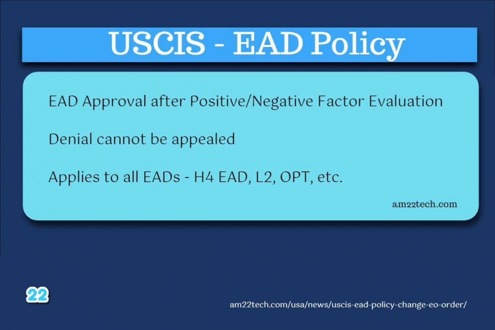 USCIS EAD policy change - positive, negative factors after Trump EO