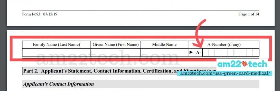 Name and A number is required on all pages of form i-693