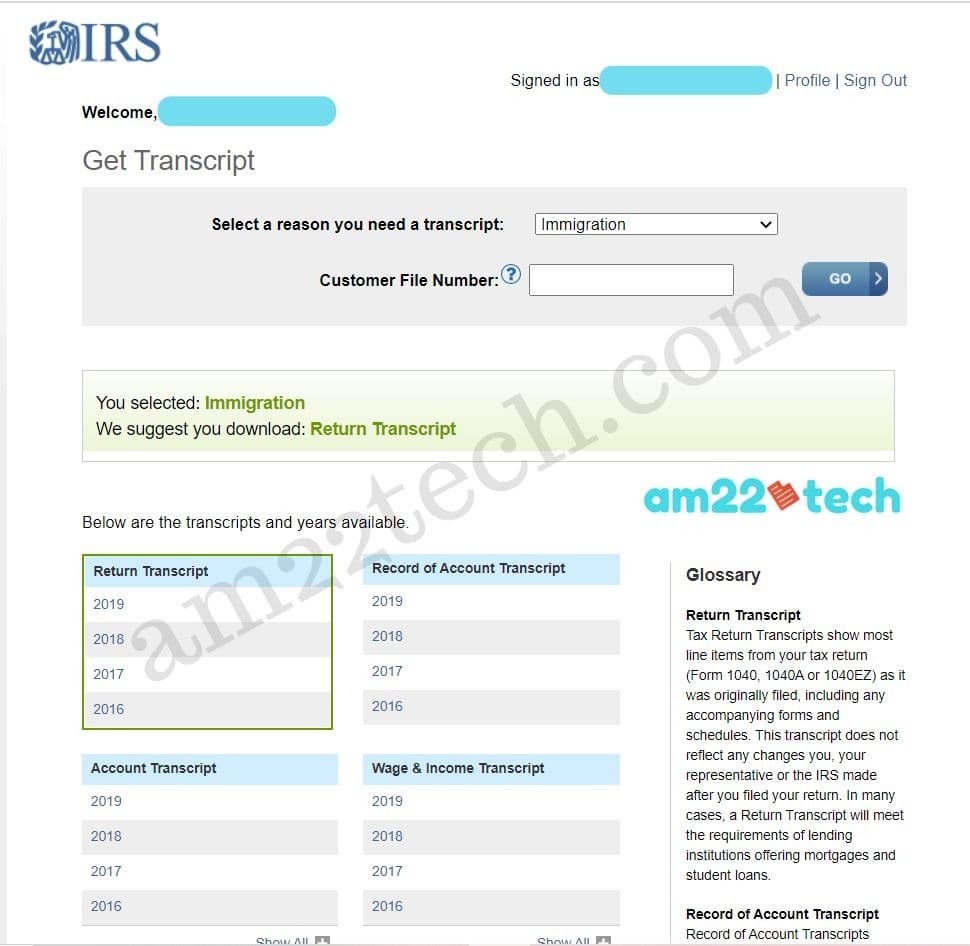 Irs Tax Transcript 