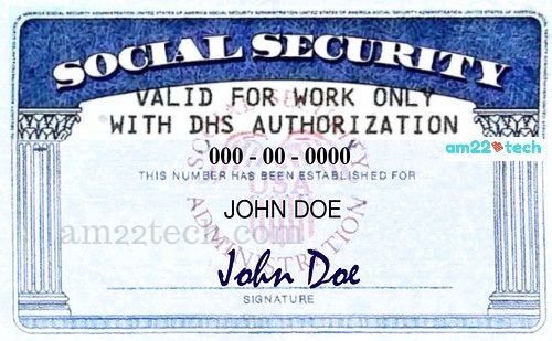 USA SSN card - valid only with DHS authorization