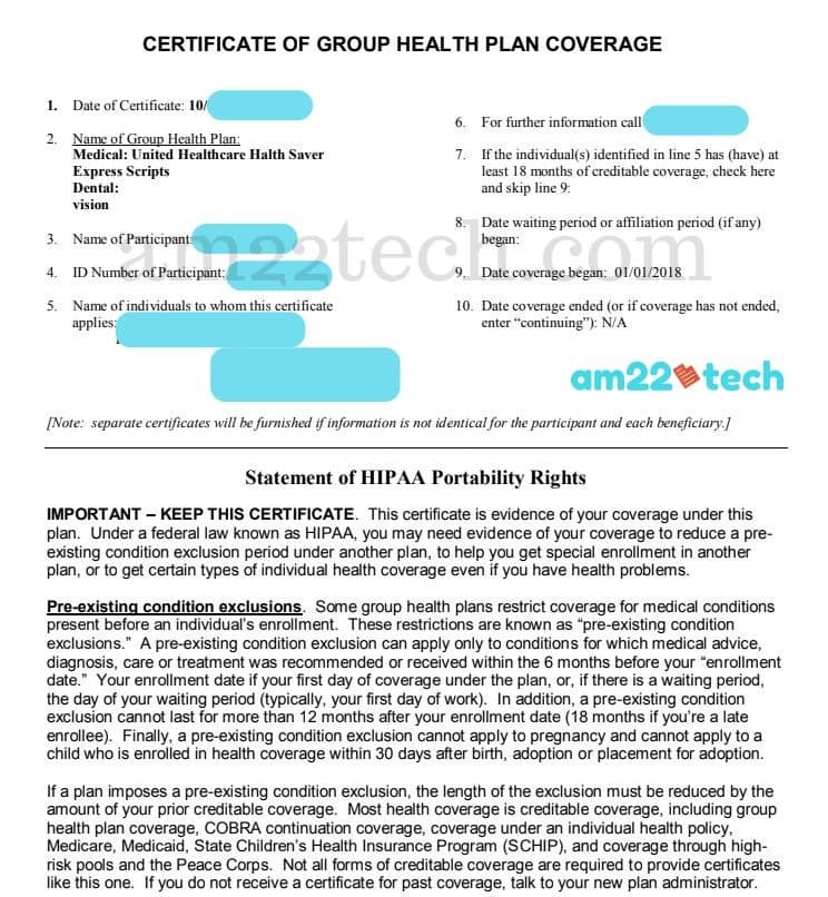 i-944 health insurance coverage - HIPAA letter