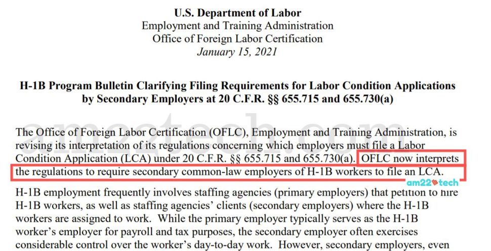 DOL changes policy to require End client LCA