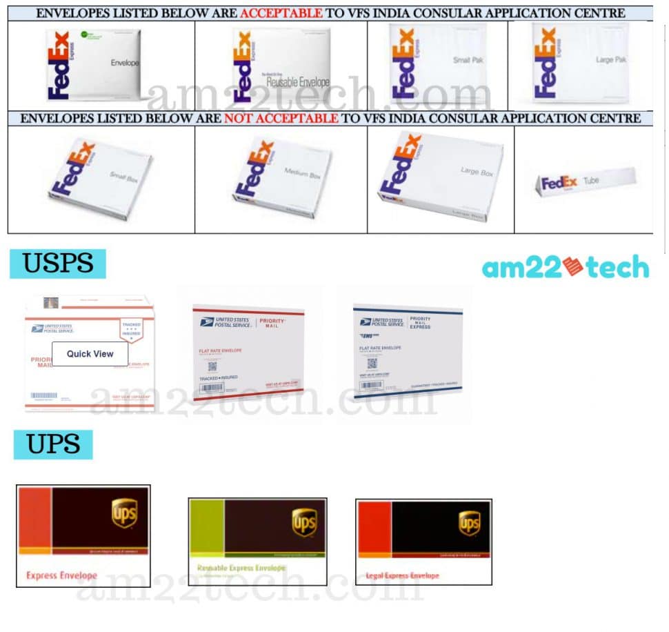 VFS Fedex Envelope Sample