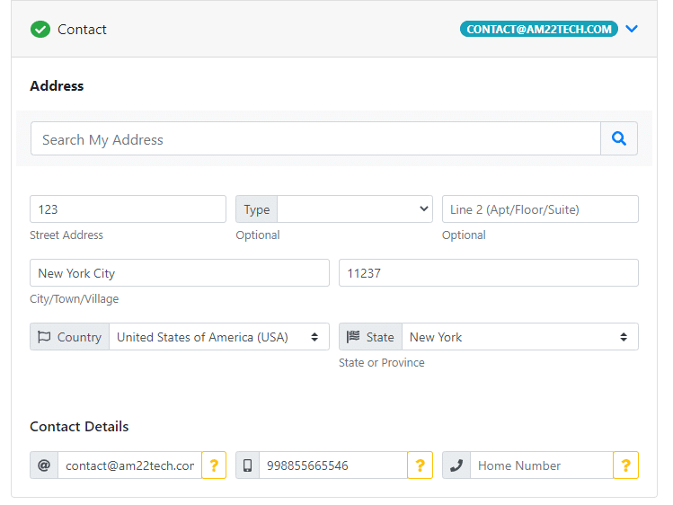 Medical RFE i485 Interfile - Enter US contact address