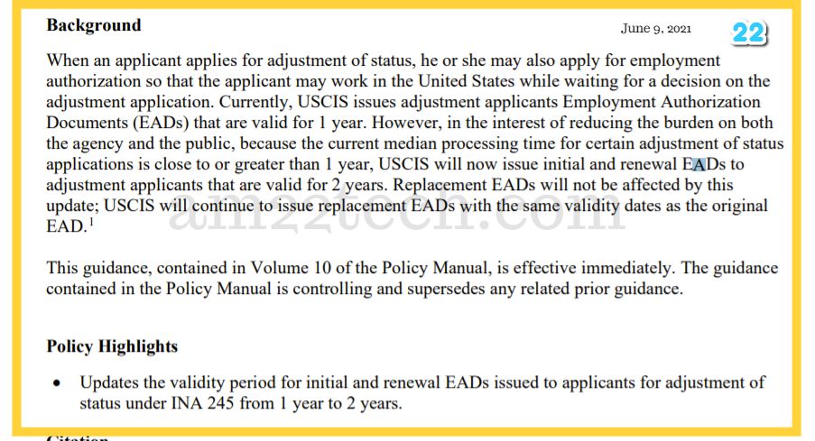 USCIS- i485 EAD for 2-years