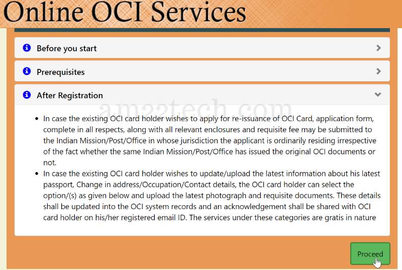 OCI online registration