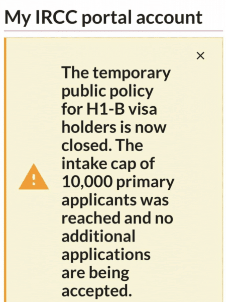 Canada's H1B work permit quota is full